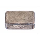 A VICTORIAN SILVER VINAIGRETTE engine turned, 3.1cm w, marked on lid, base and grille, by Joseph