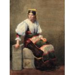 BRITISH SCHOOL, LATE 19TH CENTURY AN ITALIAN WOMAN watercolour, with oval blindstamp ESK, 42 x