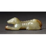 A CHINESE JADE CARVING OF A RECUMBENT DOG 4.9cm ++In good condition