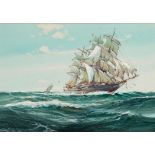 †WILFRED KNOX (1884-1966) THE CLIPPER SHIP "BLUE JACKET" signed with the artist's pseudonym R