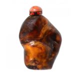 A CHINESE AMBER SNUFF BOTTLE 4.8cm excluding stopper ++Light wear/handling scratches consistent with