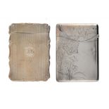 TWO VICTORIAN SILVER CARD CASES one engine turned the other engraved with a butterfly and