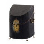 A GEORGE III FISHSKIN COVERED CUTLERY BOX, C1780 the fitted interior lined in maroon velvet, brass