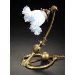 A W A S BENSON BRASS ELECTRIC LAMP, C1900 incorporating Benson patent switch, 27cm h, stamped