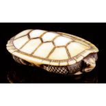 A JAPANESE IVORY NETSUKE OF A TERRAPIN, EDO PERIOD, 19TH C unsigned, 4.3cm l, collector's label