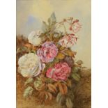 VICTORIAN SCHOOL STILL LIFES OF ROSES AND OTHER FLOWERS two, watercolour, 43 x 30cm and