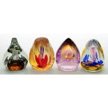 FOUR CAITHNESS GLASS PAPERWEIGHTS, 9.5CM H AND C, ENGRAVED MARKS