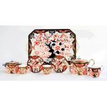 A ROYAL CROWN DERBY JAPAN PATTERN CABARET SET, 45CM W, PRINTED MARK, LATE 19TH C