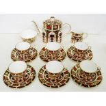 A ROYAL CROWN DERBY IMARI PATTERN TEA SERVICE, TEAPOT AND COVER 17.9CM H, PRINTED MARK