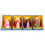 FOUR ROYAL DOULTON BONE CHINA QUEEENS OF THE REALM SERIES FIGURES, 23CM H AND C, PRINTED MARKS,