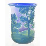 A CAITHNESS CAMEO GLASS VASE - ON THE EDGE OF THE FOREST, 15.5CM H, ENGRAVED MARK