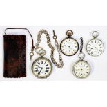 THREE SILVER LEVER WATCHES, THE ENAMEL DIAL OF ONE MARKED JAMES GRANT & SONS SOUTH SHIELDS AND A