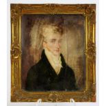 PORTRAIT MINIATURE. ENGLISH SCHOOL, 19TH CENTURY - A GENTLEMAN, IVORY, 11.5CM X 9.5CM, GILT BRASS