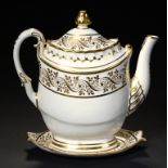 A RARE BARR, FLIGHT & BARR GILT COFFEE POT, COVER AND STAND, C1804-13 24cm h, impressed mark ++