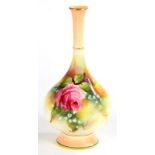 A ROYAL WORCESTER VASE, PAINTED BY W. JARMAN, SIGNED, WITH ROSES AND LILY OF THE VALLEY, 26CM H,