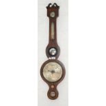 A VICTORIAN MAHOGANY BAROMETER WITH ALCOHOL THERMOMETER, 95CM H