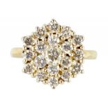 A DIAMOND CLUSTER RING in gold, marked 18ct, 4.6g, size L ++Satisfactory second hand condition