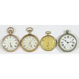 THREE ELGIN AND OTHER GOLD PLATED KEYLESS LEVER WATCHES AND ANOTHER WATCH