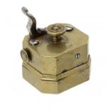 AN ENGLISH BRASS AND STEEL SCARIFICATOR, MID 19TH C STAMPED EVANS & CO LONDON, SHOOTING NINE BLADES,