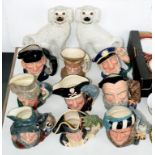 NINE ROYAL DOULTON CHARACTER JUGS COMPRISING GLEN MILLER. LOBSTER MAN, OLD SALT, MERLIN, LONG JOHN