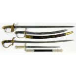 AN 1827 PATTERN ROYAL NAVAL OFFICER'S SWORD with twin fullered, foliate etched blade, worn, blade