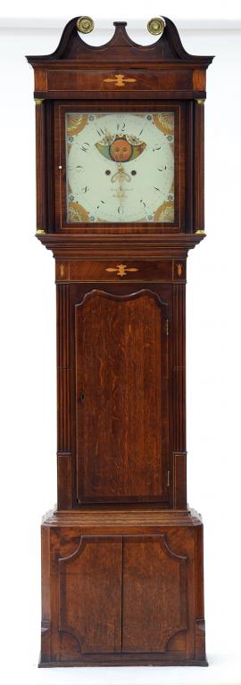 A MAHOGANY 8 DAY LONGCASE CLOCK, THE PAINTED DIAL INSCRIBED SAM MADDOCK WINSFORD 208 X 60CM, WITH