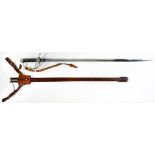 AN 1821 PATTERN ROYAL ARTILLERY OFFICER'S SWORD AND LEATHER COVERED SERVICE SCABBARD by J R