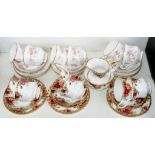 A ROYAL ALBERT OLD COUNTRY ROSES PATTERN TEA SERVICE AND A PARAGON FLORAL TEA SERVICE