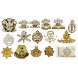 FOURTEEN BRITISH ARMY METAL CAP BADGES king's crown, inc MGC and Tank Regiment, County of Lincoln