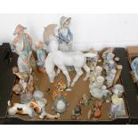 MISCELLANEOUS LATE 19TH C AND LATER CONTINENTAL PORCELAIN, BISCUIT AND EARTHENWARE FIGURES OF