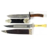 TWO BOWIE KNIVES one with etched blade by Ferraby & Hare, Hull, inscribed My country and honour/