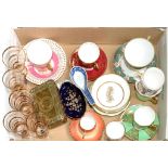 SEVEN ROYAL DOULTON NORITAKE AND OTHER DECORATIVE TEA AND COFFEE CUPS AND SAUCERS, 5 GILT WINE