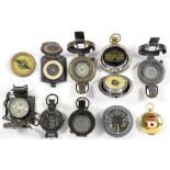 TEN VARIOUS WORLD WAR II AND LATER BRITISH MILITARY AND OTHER COMPASSES