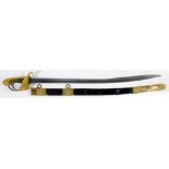 AN 1827 PATTERN ROYAL NAVAL OFFICER'S SWORD AND SCABBARD, C1840 by Prosser 9 Charring Cross, London,