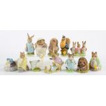 TWELVE BESWICK EARTHENWARE BEATRIX POTTER CHARACTER FIGURES, 10CM AND SMALLER, BROWN PRINTED MARK