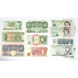 BANKNOTES. BANK OF ENGLAND, TEN SHILLINGS - FIVE POUNDS, £87 FACE AND TWO SCOTTISH ONE POUND NOTES