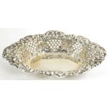 A VICTORIAN SILVER DIE STAMPED AND PIERCED SWEETMEAT DISH, 17CM W, BIRMINGHAM 1897, 4OZS 18DWTS