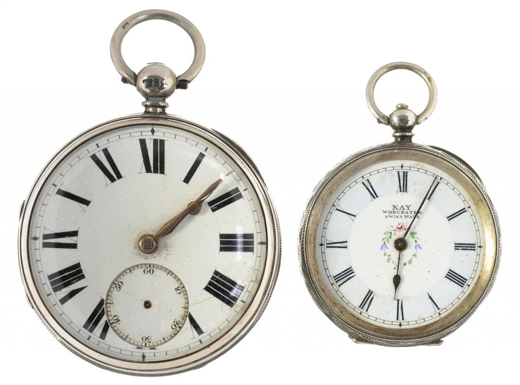 A VICTORIAN SILVER LEVER WATCH, LONDON 1869 AND A SILVER LADIES WATCH