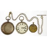 A VICTORIAN SILVER WATCH CASE OF HEAVY GAUGE, CHESTER 1898, 3OZS 15DWTS, A SILVER ALBERT, A SILVER