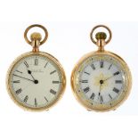 TWO GOLD KEYLESS WATCHES, MARKED 10C