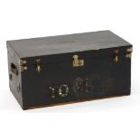 VINTAGE MOTORING. A CANVAS COVERED WOOD JAXON MOTOR TRUNK BY W.E JACKSON & SON NOTTINGHAM, 77CM W,