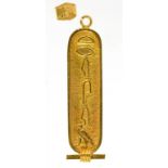 AN EGYPTIAN GOLD HIEROGLYPHS PENDANT, CONTROL MARK, 2.9G