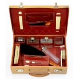 A GOOD QUALITY PIGSKIN DRESSING CASE WITH FITTED INTERIOR AND ACCESSORIES, 39CM W, 1930'S
