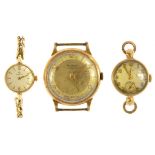 A ROTARY 9CT GOLD GENTLEMAN'S WRISTWATCH, LONDON 1957 AND TWO GOLD LADY'S WRISTWATCHES