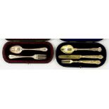 A SILVER GILT THREE PIECE COMPOSED CHRISTENING SET, QUEENS PATTERN, LONDON AND SHEFFIELD 1826,