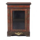 A FRENCH EBONISED AND BOULLE PIER CABINET, C1870 decorated en premier et contre parti, with glazed