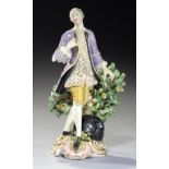 A DERBY FIGURE OF A DANCER, C1810 18.5cm h, incised No 317 ++Typical damage to lace and the floral