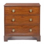 A GEORGE III MAHOGANY AND LINE INLAID CHEST OF DRAWERS 84cm h; 45 x 82cm ++Brass handles associated,