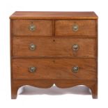 A GEORGE IV MAHOGANY CHEST OF DRAWERS, EARLY 19TH C 90cm h; 50 x 92cm ++Faded, handles replaced