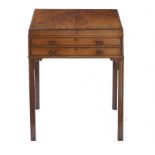 A GEORGE III MAHOGANY ENCLOSED DRESSING TABLE the fitted interior with adjustable mirror and